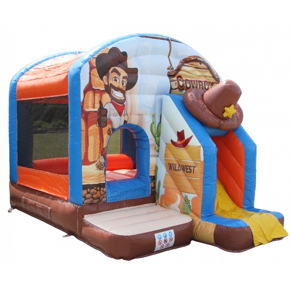 Springkussen Cowboy met glijbaan 4x3