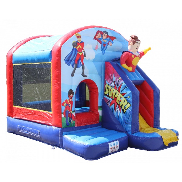 Springkussen Superhelden met glijbaan 4x3